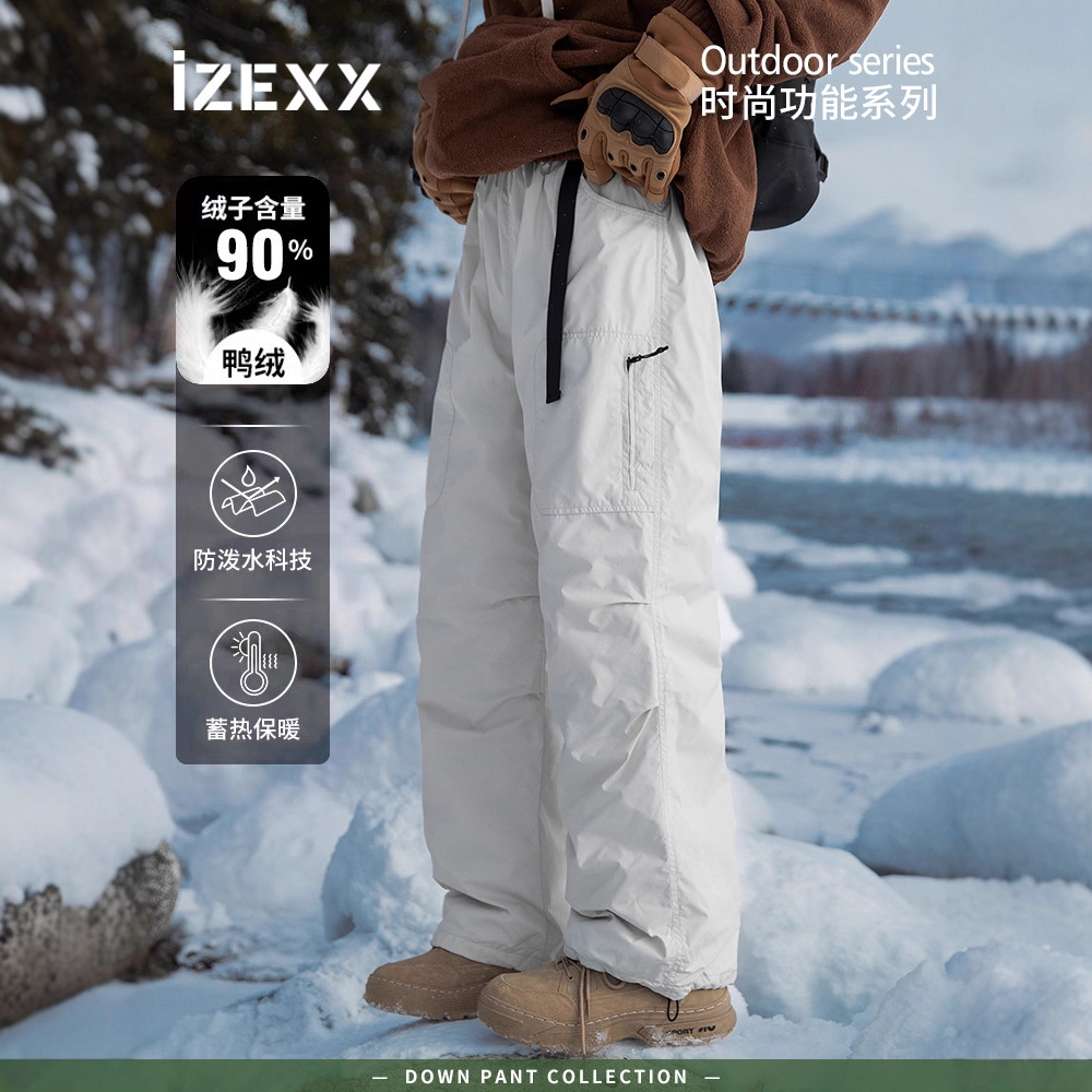 Izexx стильные брендовые рабочие зимние брюки для мужчин, утепленные, прямые, ветрозащитные, для походов, повседневные брюки для пар