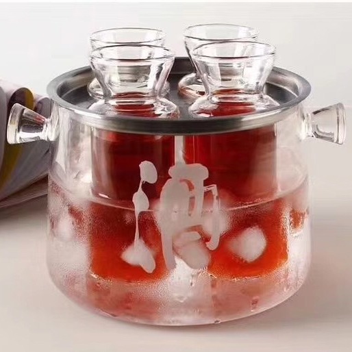 Household Heat-resistant Glass Wine Warmer Yellow Wine Dispencer Liquor Hot Wine Pot Hot Wine Warmer Japanese-style Wine Warmer suit