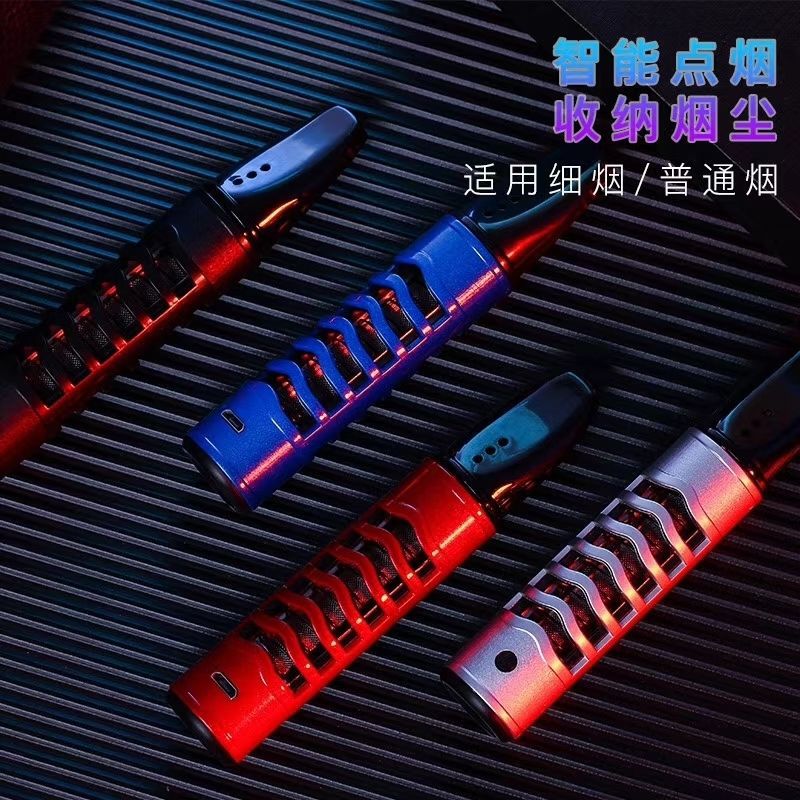 Электронная зажигалка для сигарет, подходит для толстых и тонких сигарет, с кнопкой, для хранения копоти, теплоизоляция, защита и легкость в использовании.