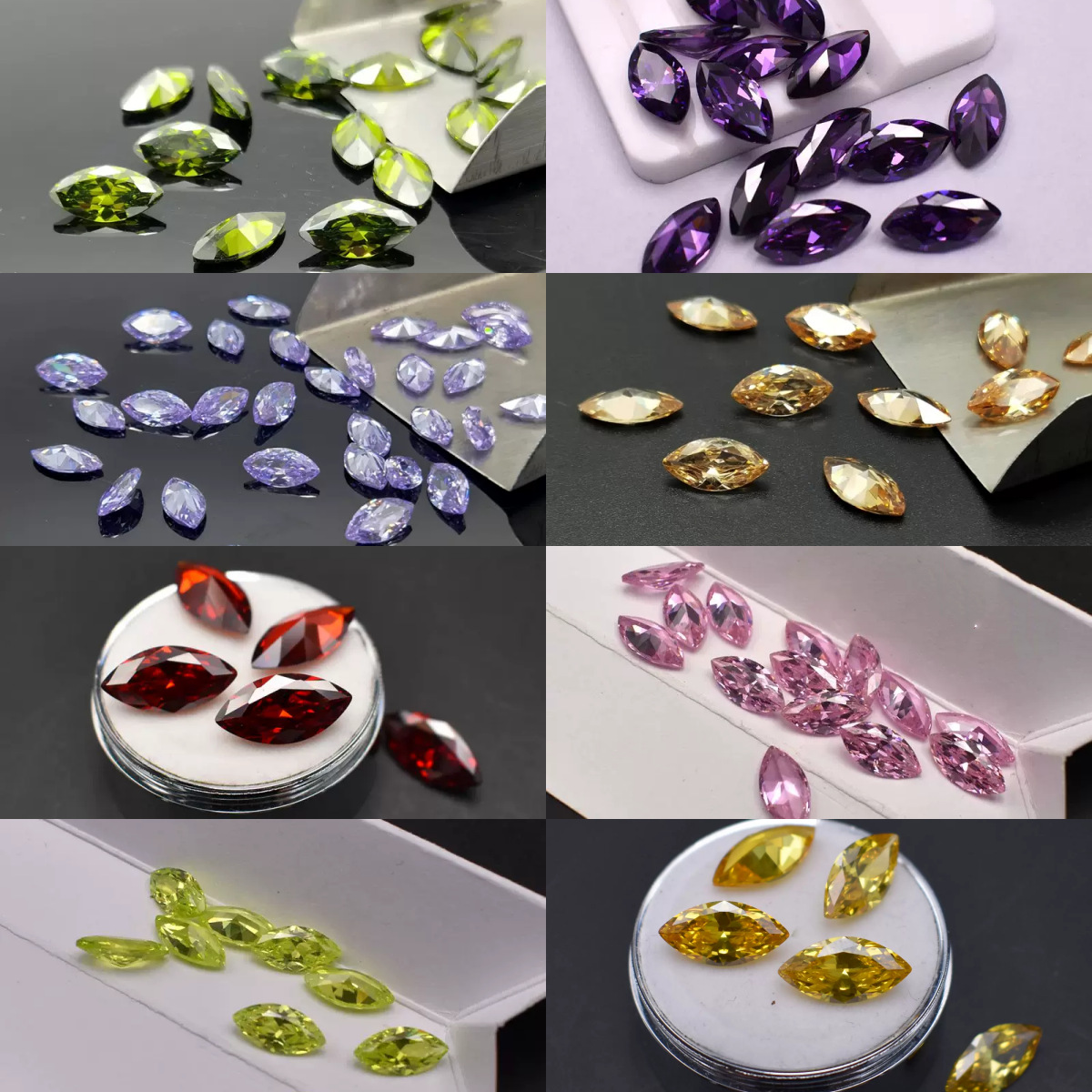 Factory wholesale 1.5*3-8*16mm horse eye shaped silver jewelry inlaid with DIY synthetic gemstone zircon bare stone