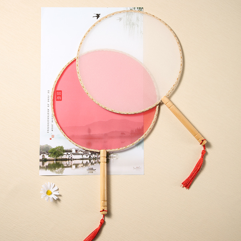 Xiuhe imitation silk round fan red bridal Chinese wedding antique wedding hi fan handmade DIY handmade material bag