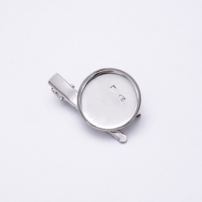 Factory Direct Supply Metal Disc with Duck Clip Dual-Use Round Tray Brooch DIY Jewelry Accessories Duckbill Clip Hairpin