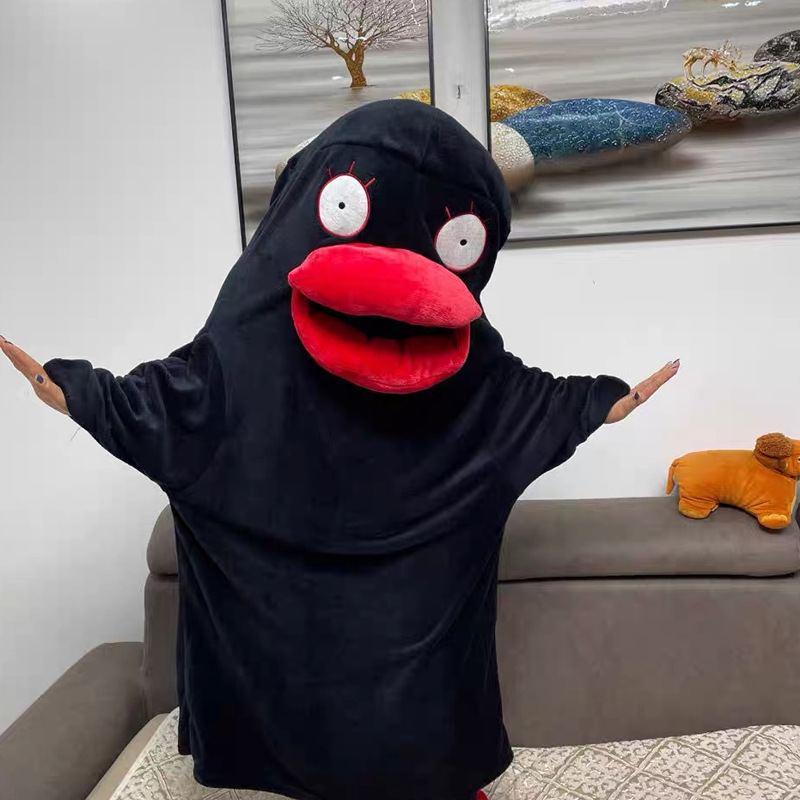 Big White Goose Coral Velvet Pajamas One-Piece Autumn and Winter Women's Dress up Party Funny Duck Couple Pajamas Plus Size Men