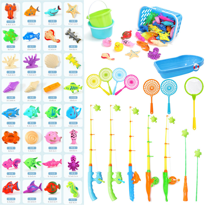 Набор игрушек для рыбалки для детей Удочка для рыбалки Аксессуары для удочки Рыболовная сеть Магнитная рыба Сетка для детей Образовательная игрушка