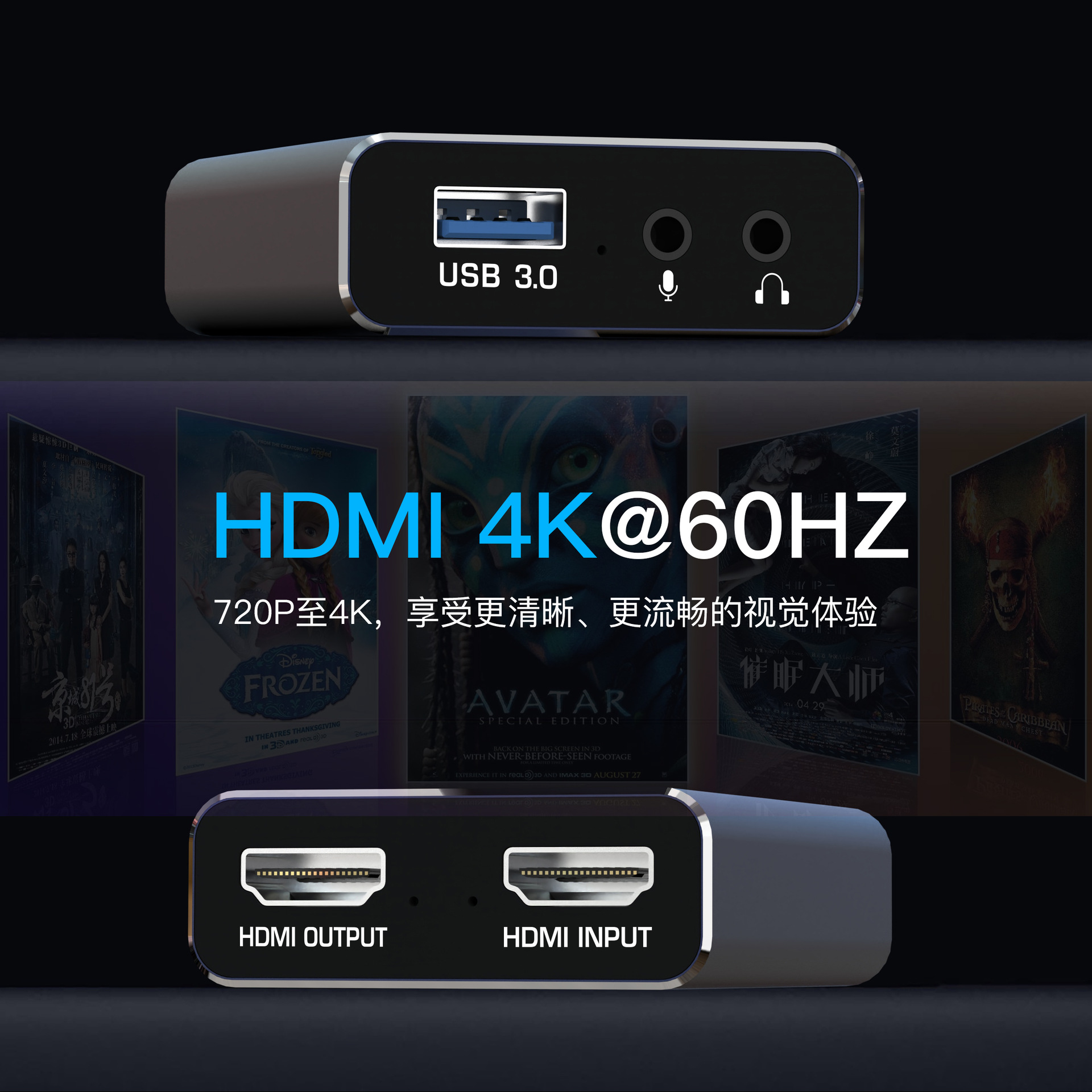 Cross-Border HDMI Capture Card Hd 4K Video Live Usb3.0 Data Camera Ps4 Game Console Set-Top Box Recording