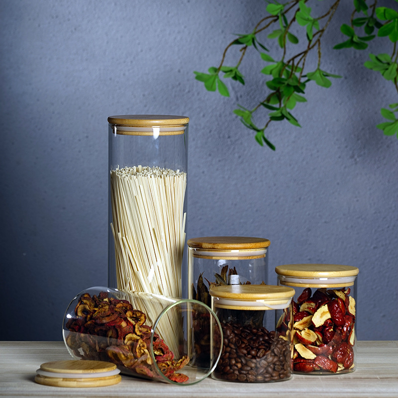 Круглая стеклянная банка для хранения зерна, банка для чая, герметичная банка из высокобorosilicate стекла