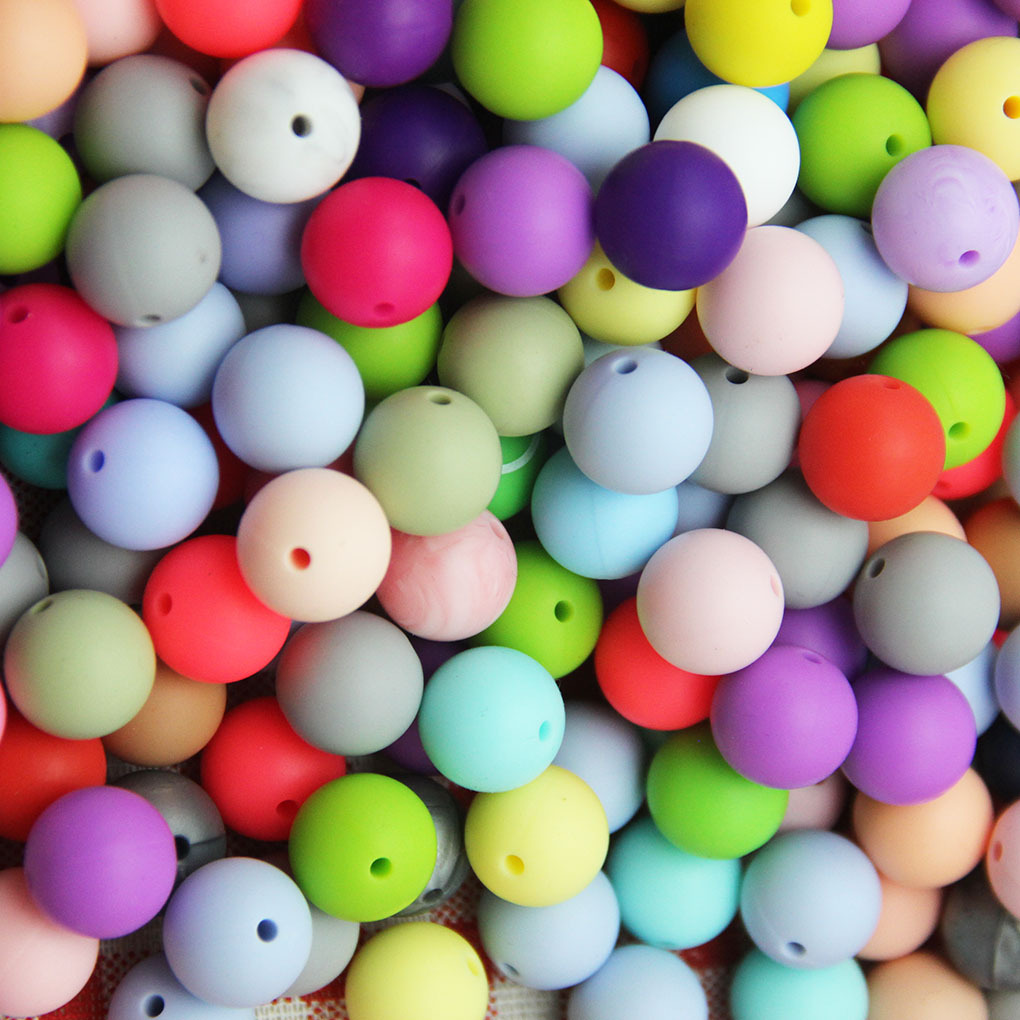 Силиконовые бусины 15мм цветные для ручной работы пищевого качества для детских зубных гелей оптом