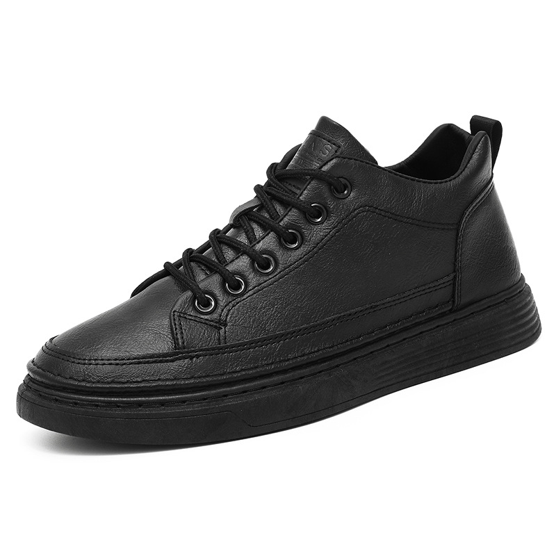 Winter men's shoes fleece-lined chef shoes men's Korean-style versatile non-slip black leather shoes casual thick warm cotton shoes men