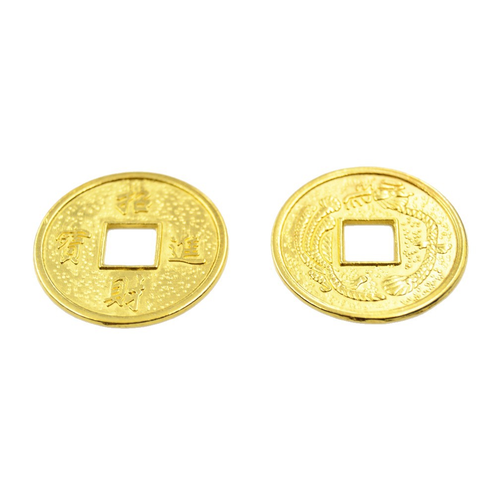 2cm Coin Fortune Tree Craft Accessories Alloy Copper Coin 2.0cm Gold Treasure Dragon and Phoenix Copper Coin Epoxy