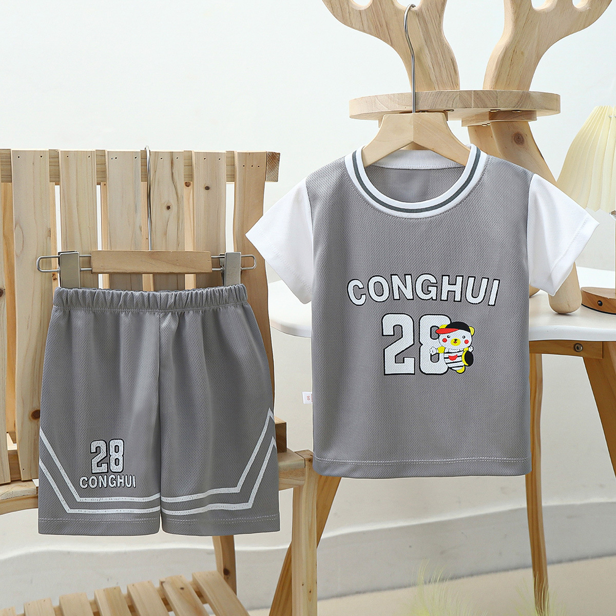 2025 New Children's Basketball Uniforms for Men and Women Baby Summer Quick-Drying Mesh Suits for Big Children Short-Sleeved Sports Children's Clothing