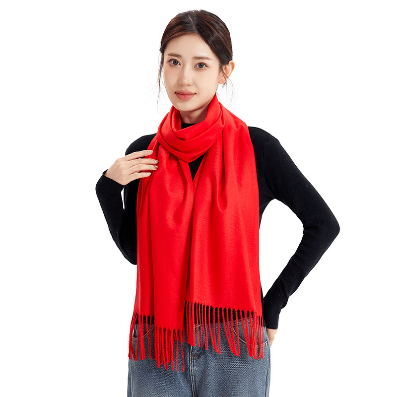 Red Scarf Chinese Red Custom Printed Logo Mulberry Silk Short Beard Scarf Corporate Event Class Reunion Printed Embroider