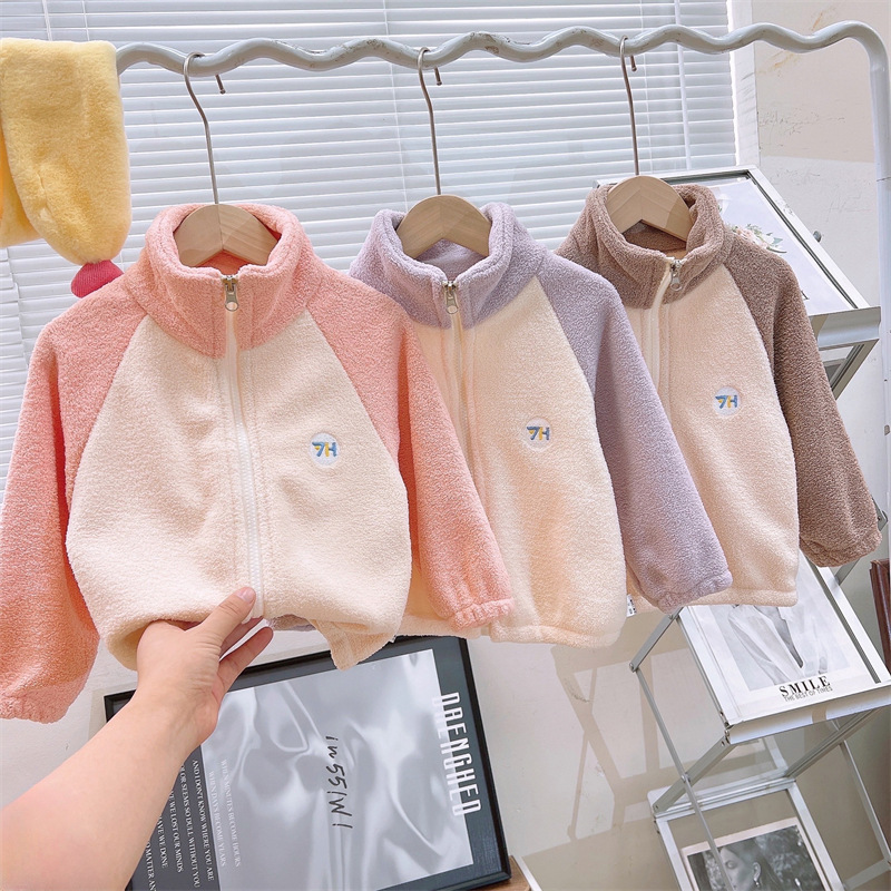 Children's Coat Spring Autumn Winter Sweet Puff Velvet Out Cardigan Baby's Jacket Boys' and Children's Jacket Children's Clothing