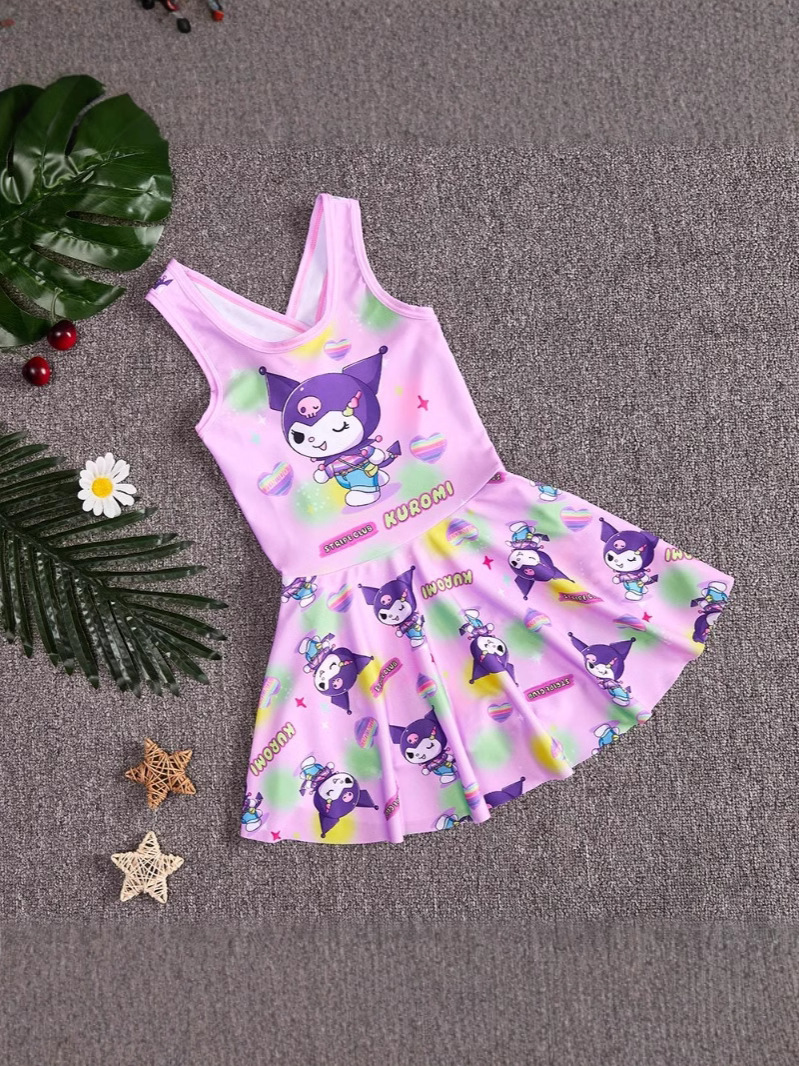 Children's Swimwear Girl's 2025 New Summer Girls' Siaman Small Middle Child Princess Cartoon Kulomi Swimming