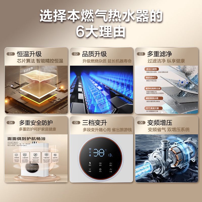 Gas Water Heater Variable Frequency Constant Temperature Supercharged Anti-Freeze Zero Cold Water Forced Exhaust Balanced Household One Piece Wholesale