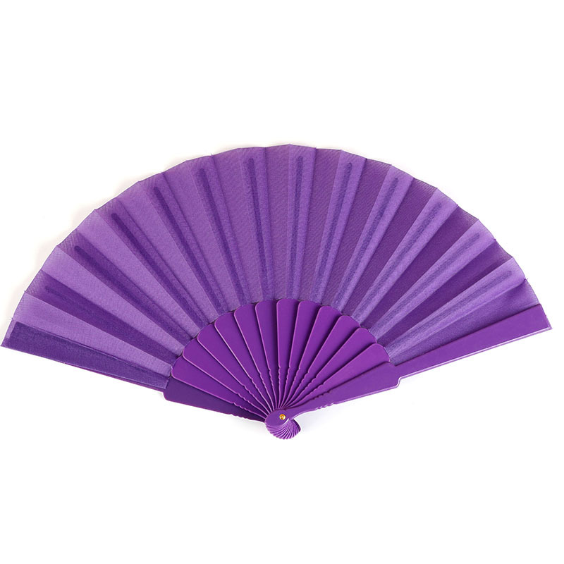 Solid color versatile flat plastic ladies folding fan folding fan dancing wholesale factory Summer fan