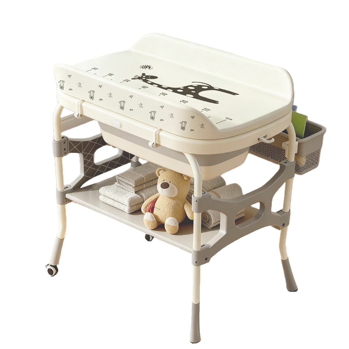 Three-In-One Diaper Table, Baby Care Table, Newborn Diaper Changing Table, Massage and Touch Baby, Multi-Functional Foldable
