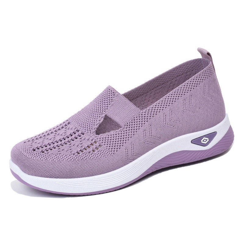 Women's Shoes Summer Cross-Border Large Size Slip-On Mom's Shoes Fly Woven Mesh Casual Shoes Versatile Old Beijing Cloth Shoes Wholesale