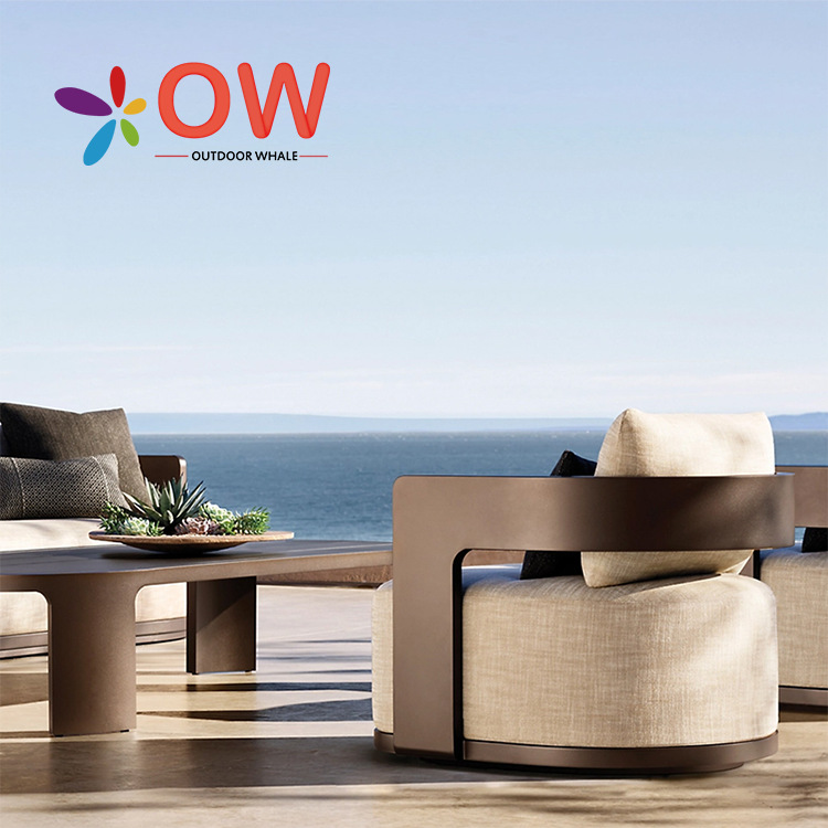 Terrace Garden Sofa High-End Villa Hotel Leisure Sofa Nordic Outdoor Aluminum Alloy Fashion Sofa Cross-Border