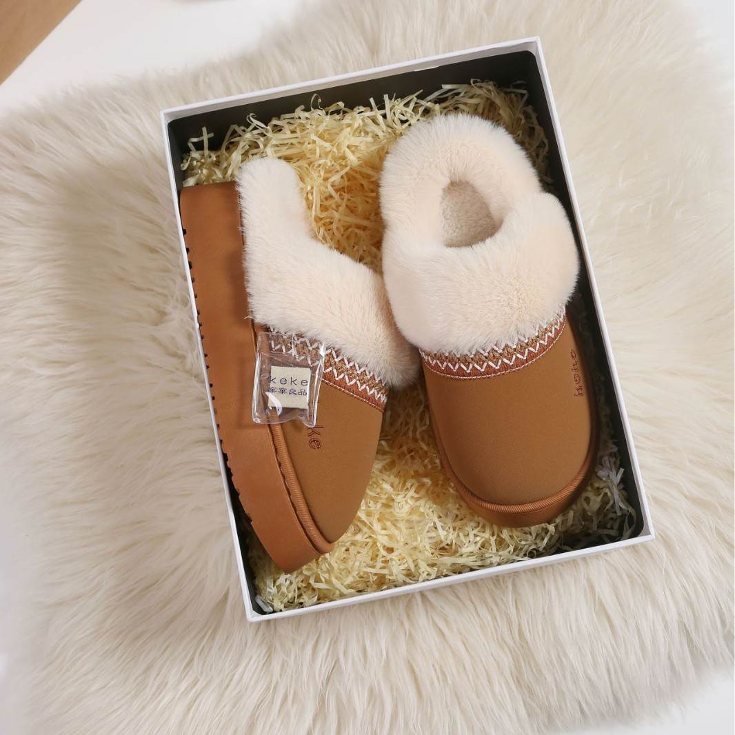 Fair Isle Style Winter New Men's and Women's Comfortable Thick-Soled Toe-Cap Embroidered Slippers Cross-Border Large Size Warm Snow Boots for Women