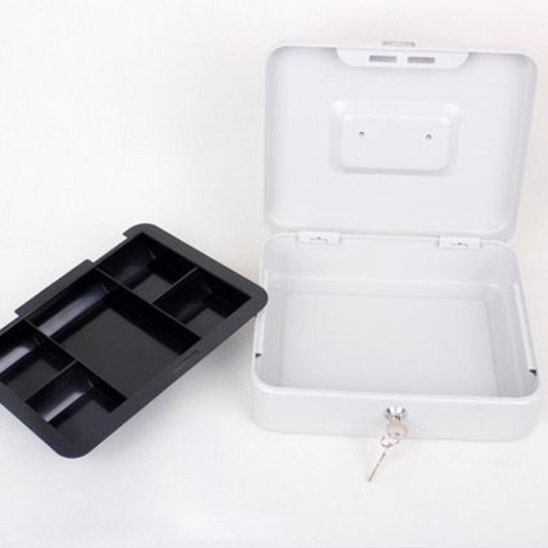 Source manufacturer Jelice double-layer cash box wholesale metal Cash change box portable lock storage box