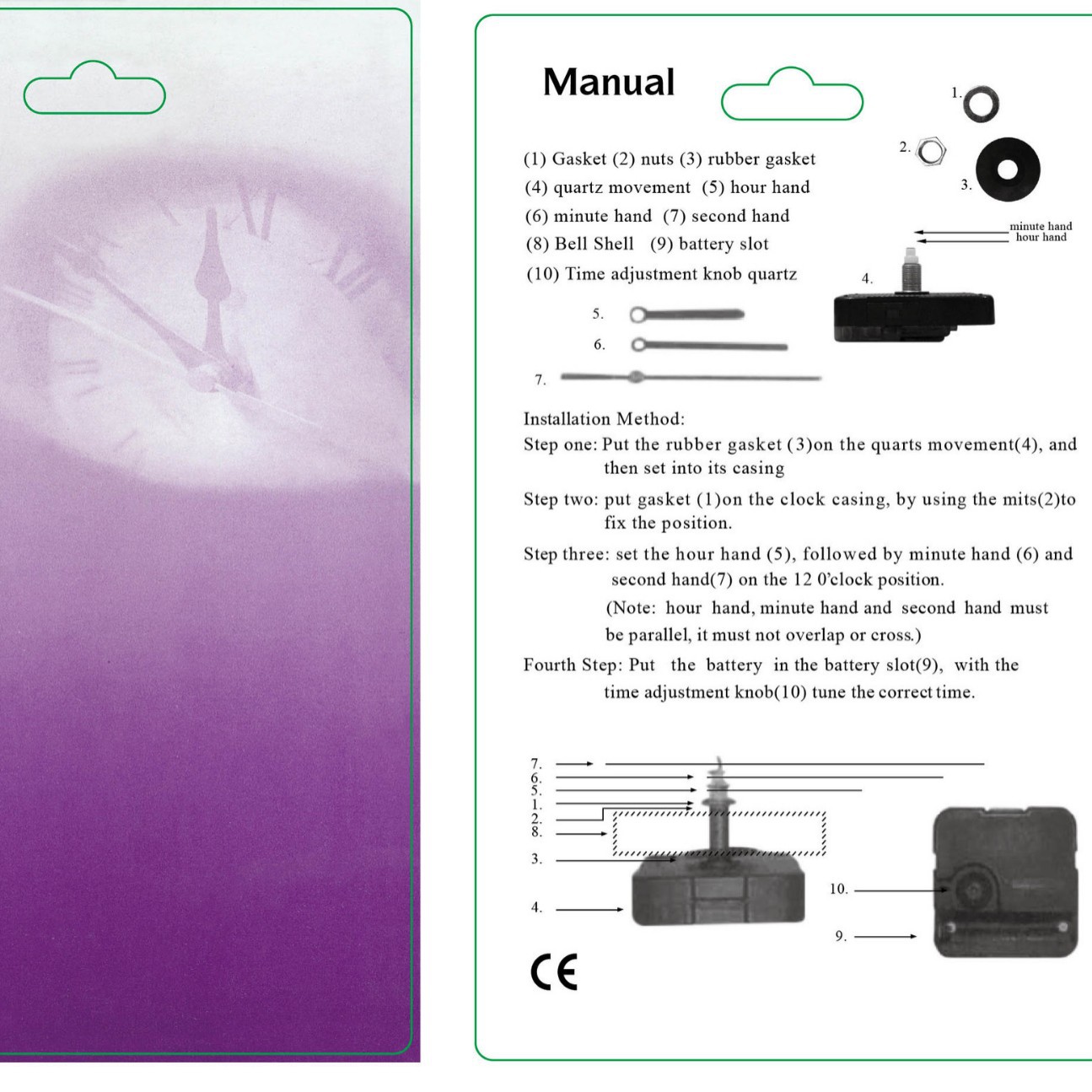 DIY suit Blister Separate Packaging Mirror Surface Sticker Clock Movement Pointer Children's Handmade Thinking Watch Movement