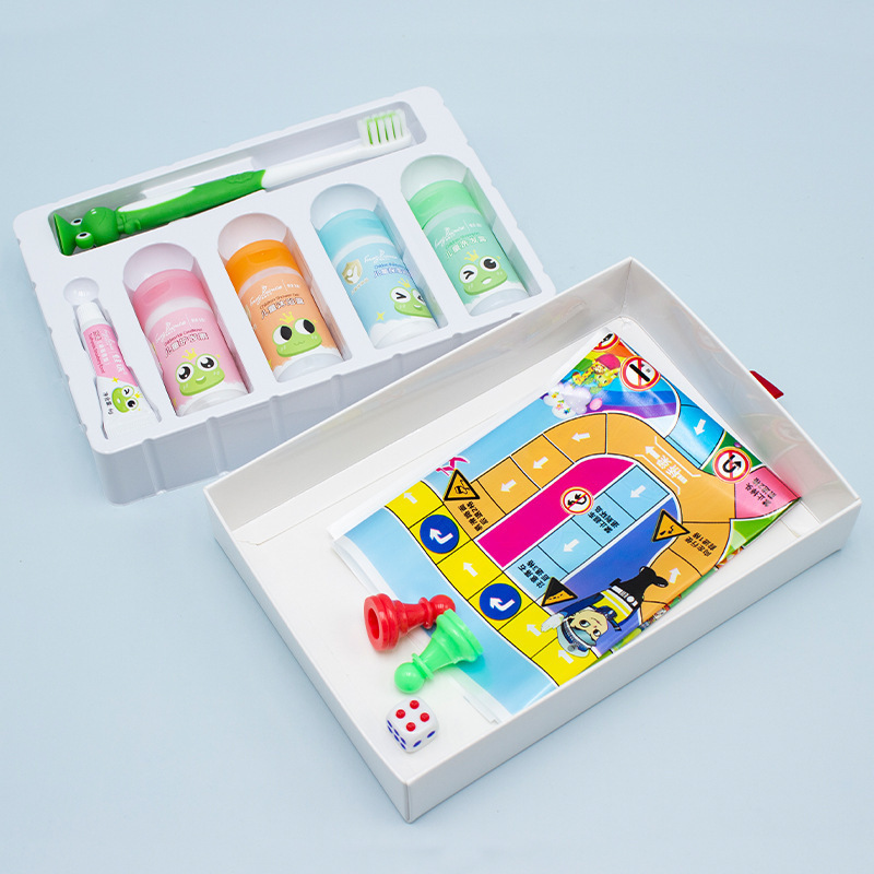 Frog Prince Children's Care Travel Portable Set Suitable for Ages 1-12 Shampoo, Body Wash, Toothbrush and Toothpaste Set
