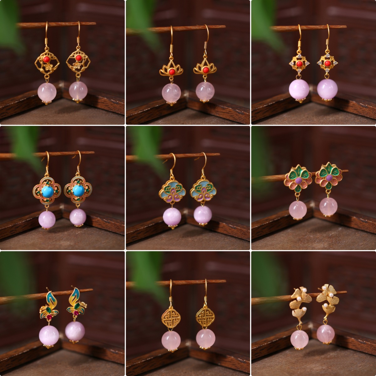 Натуральные кристаллические серьги, оригинальные ручные серьги в национальном стиле, винтажные китайские серьги, легкая роскошь, оптовая продажа