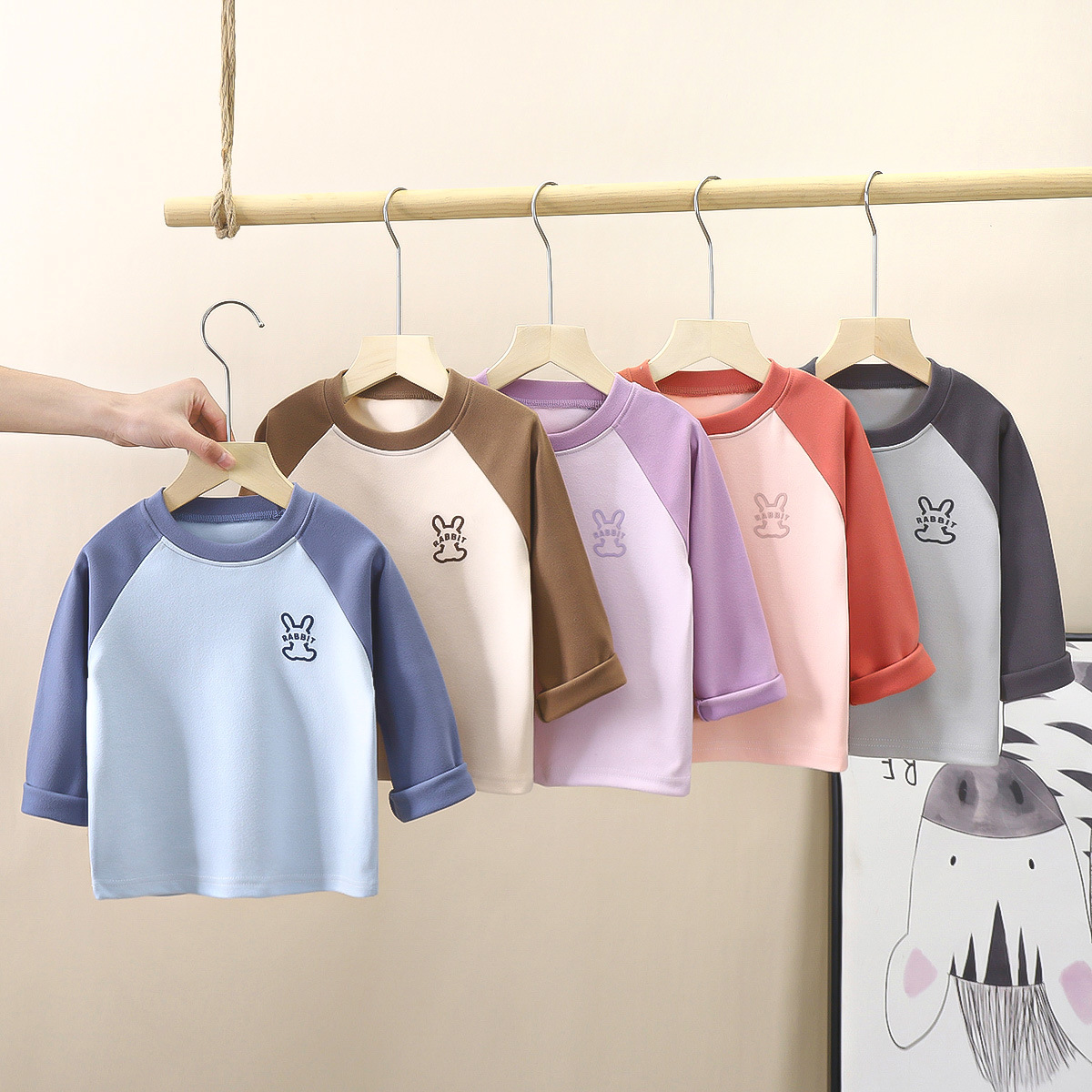 Детская велюровая кофта осень-зима, новая, длинный рукав, для мальчиков и девочек, однотонная, осенняя одежда, термобелье для детей среднего и большого размера, футболка