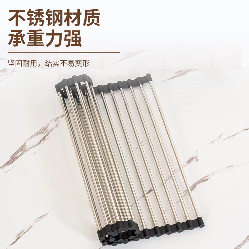 Kitchen Sink Dish Rack Sink Drain Rack Vegetable Drain Basket Storage Rack Water Control Dishes Sink Rack