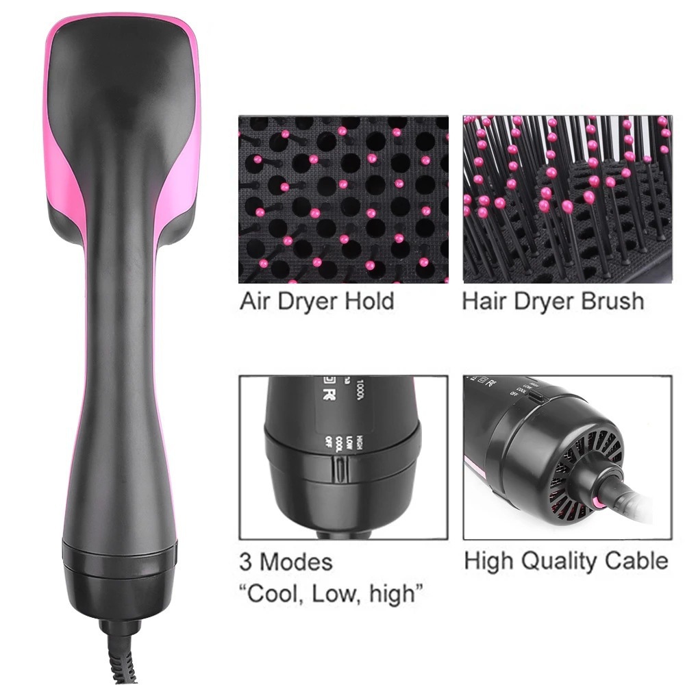 Square Comb Amazon 2-in-1 Hot Air Comb Multifunctional Hair Dryer Cross-Border Hot Selling Wet and Dry Lazy Curling Iron