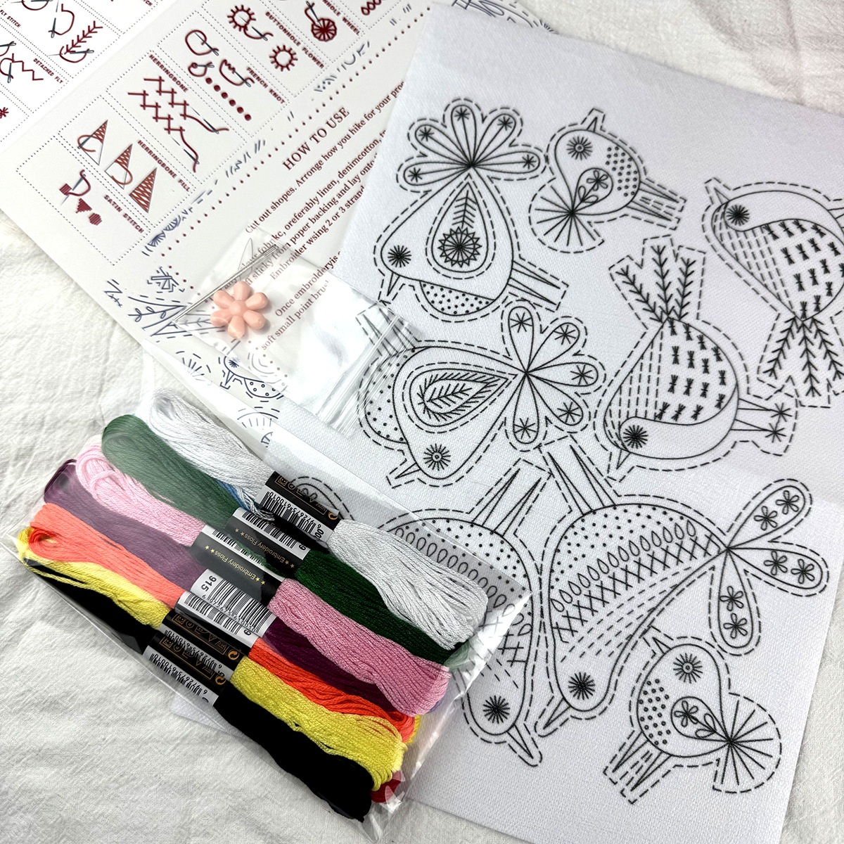 Cross-border independent station FLOWER Stick and Stitch hand embroidery pattern water-soluble transfer paper