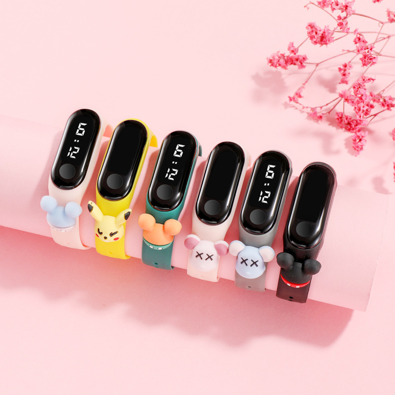 Оптовые водонепроницаемые часы с мультяшной куклой, белый свет, сенсорный LED, спортивный браслет для студентов, подарок