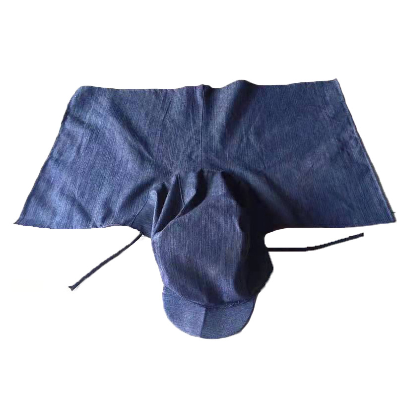 Factory wholesale denim labor protection tie-up shawl cap dust-proof brim hood polished handling protective head canvas cap