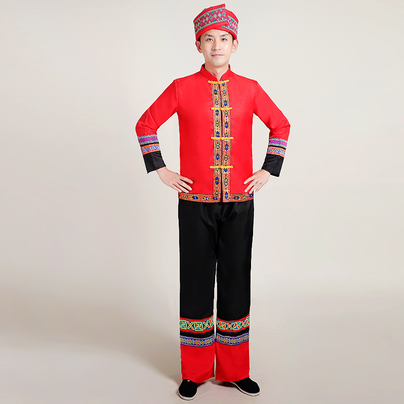 New Ethnic Minority Costume Male Ethnic Style Adult Yunnan Yi and Miao Performance Costume Hulusi Dance Costume