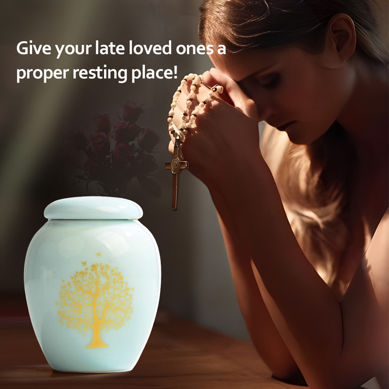 RTS Tree of Life Cats and Dogs cremation ashes ceramic storage altar mail order packaging pet urns love commemorative jar