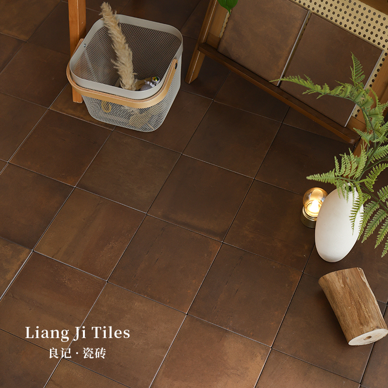 Antique Style Old caramel Floor Tile Brown Clothing Store Homestay Toilet Kitchen Brown Rock Textured Tile