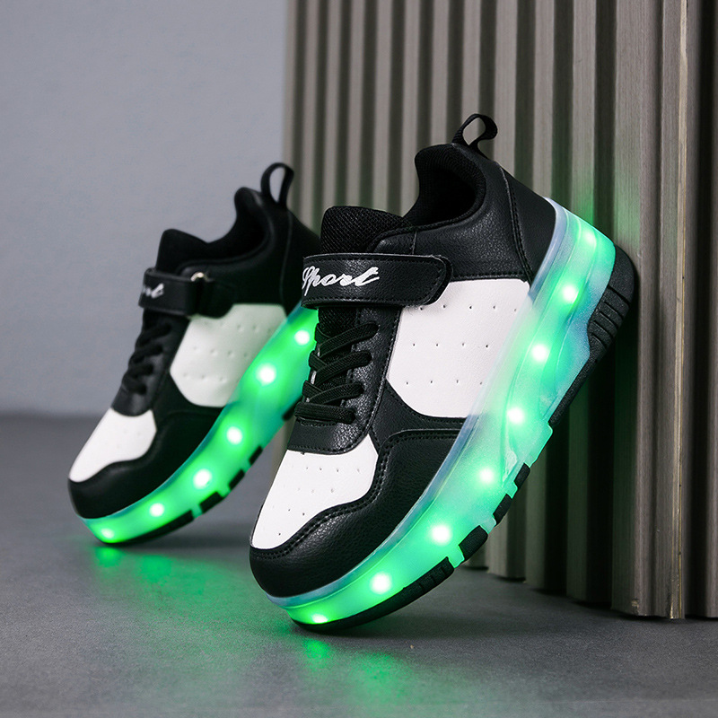 Children's Heelys Shoes Summer Two-Wheel Charging Roller Shoes Adult Skates with Light Wheel Shoes Source Factory