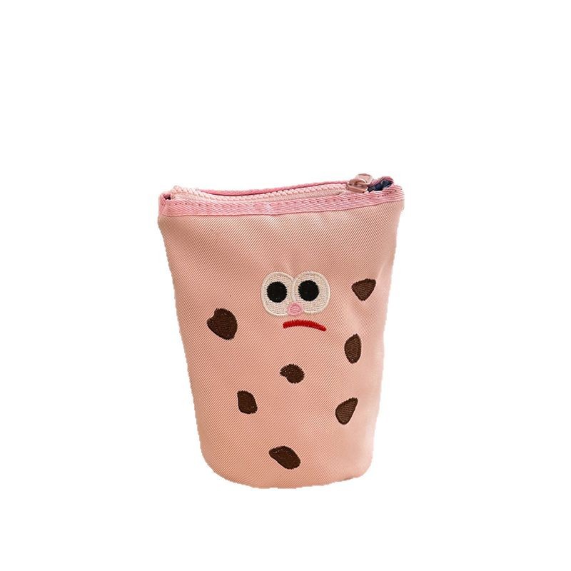 New high-value pen barrel pencil case cute cartoon creative vertical flip stationery storage bag student cylinder pencil case