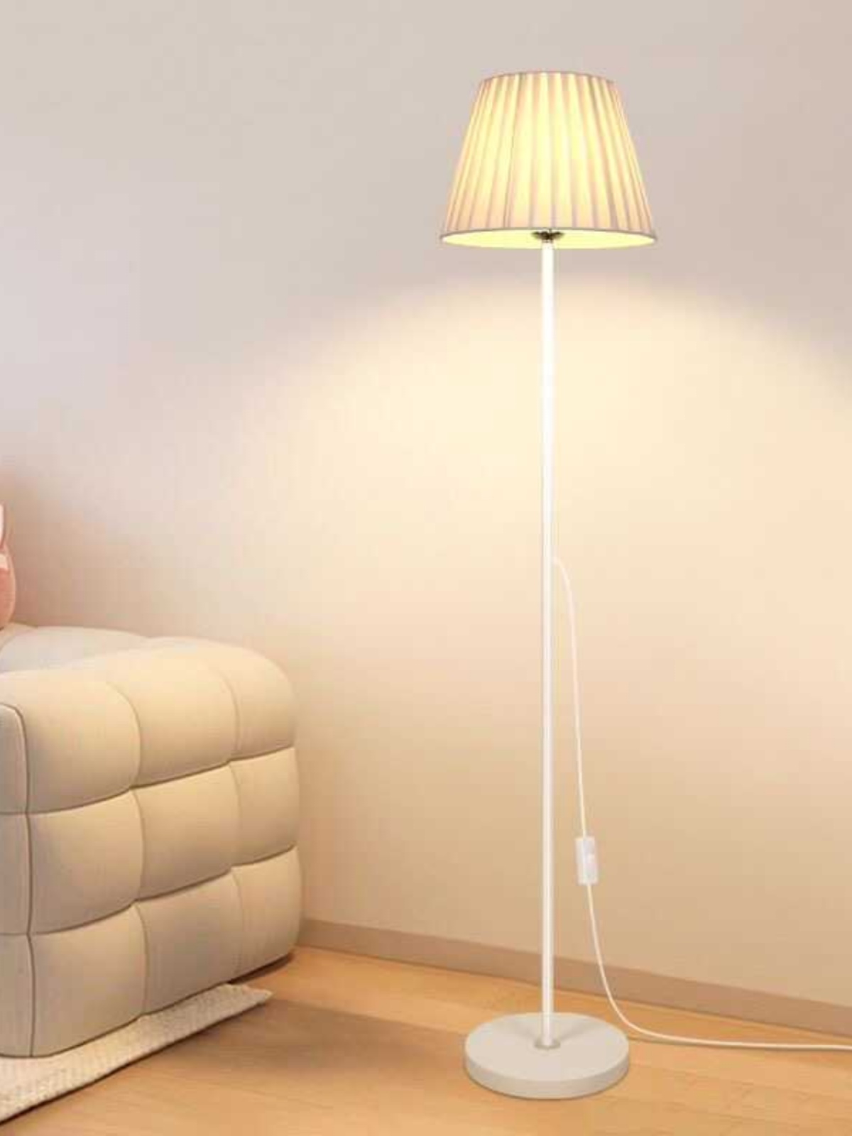 Energy-Saving Eye Protection Fabric Floor Lamp Living Room Study Modern Simple Hotel Bedroom Bedside Decorative Table Lamp Vertical Lamp
