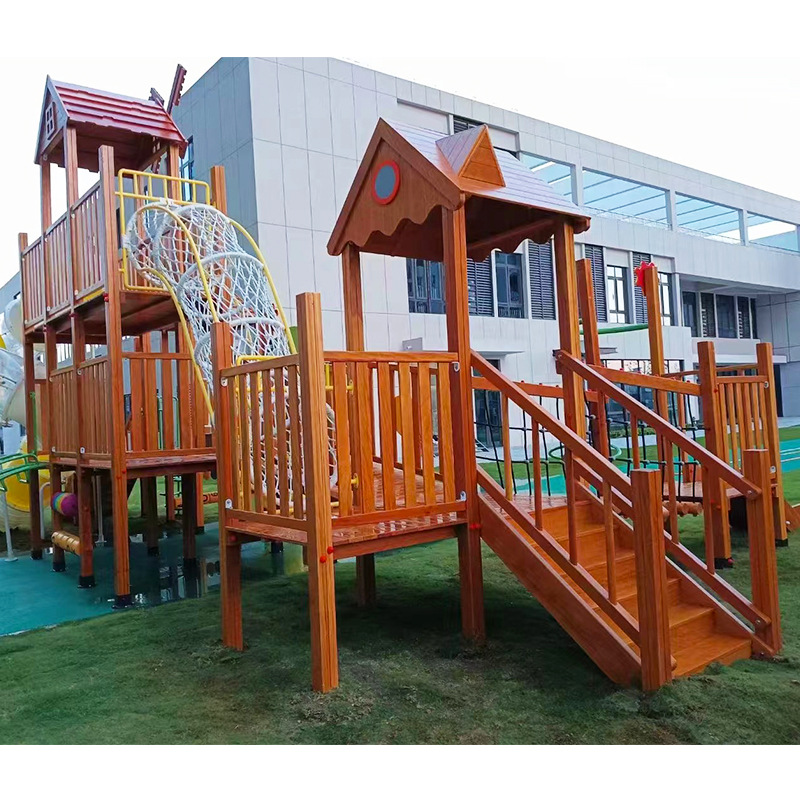 Cross-Border Kindergarten Wooden Slide Combination Amusement Equipment Children's Outdoor Large Wooden Swing Bridge Expansion Climbing Frame