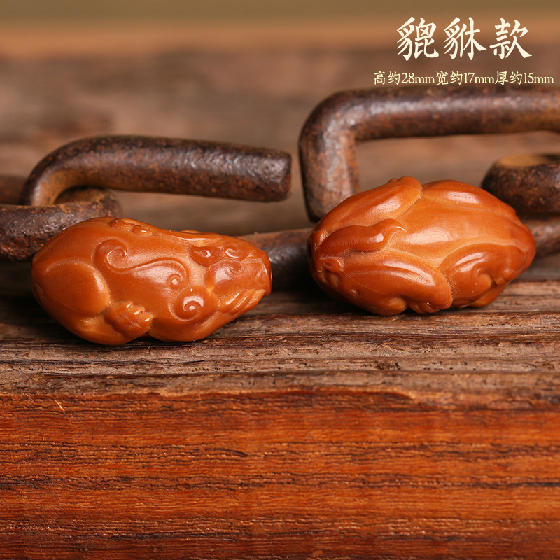 Olive Nuclear Carving God of Wealth Bracelet Embarrassed Face DIY Accessories Pixiu Bracelet Wen Play Pendant Jewelry Buddha Beads Scattered Beads