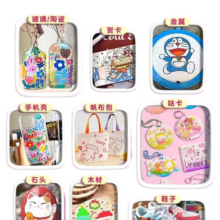 Acrylic Marker Pen for Primary School Students, Washable, Opaque, Stackable Color Pen, 24 Color Pens, Waterproof and Quick