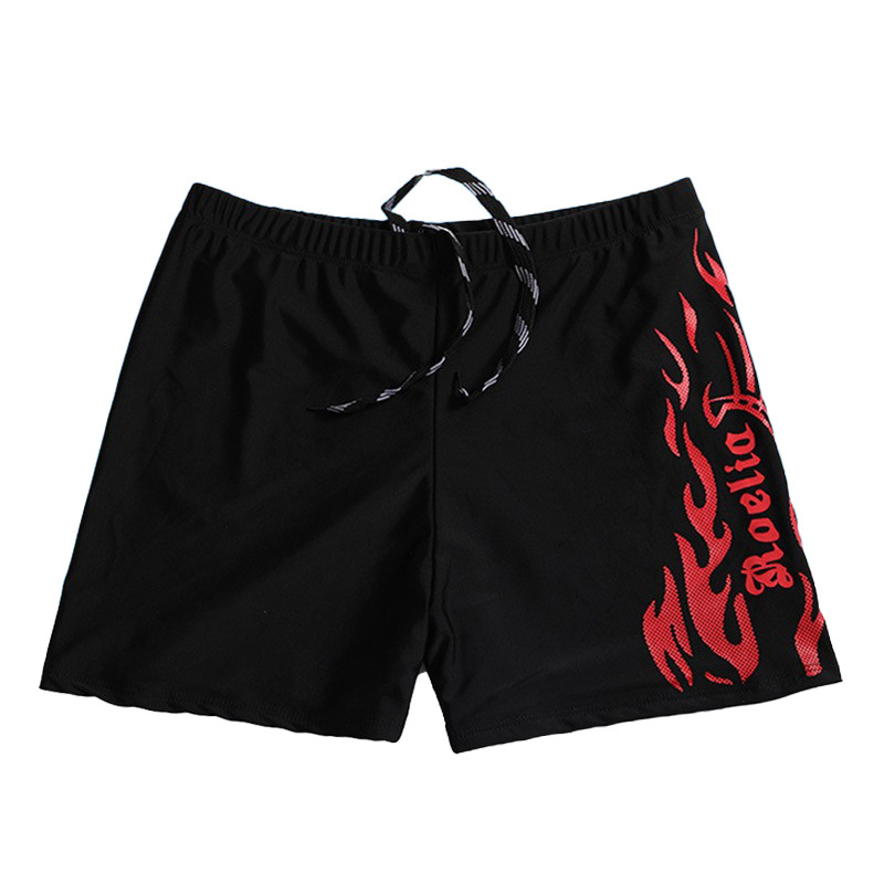 Wholesale swimming trunks men's factory direct supply blue and red flame plus size men's boxer swimming trunks wholesale hot spring Beach