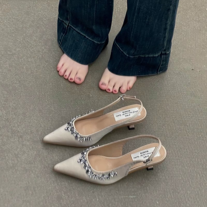 Летние стильные сандалии с острым носком, сексуальные универсальные сандалии на высоком каблуке, модные мюли для оптовой продажи