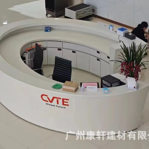 Ресепшн из акрилового искусственного камня, приветственный стол, офисный передний стол, простой изогнутый ресепшн, кассовый стол, белый