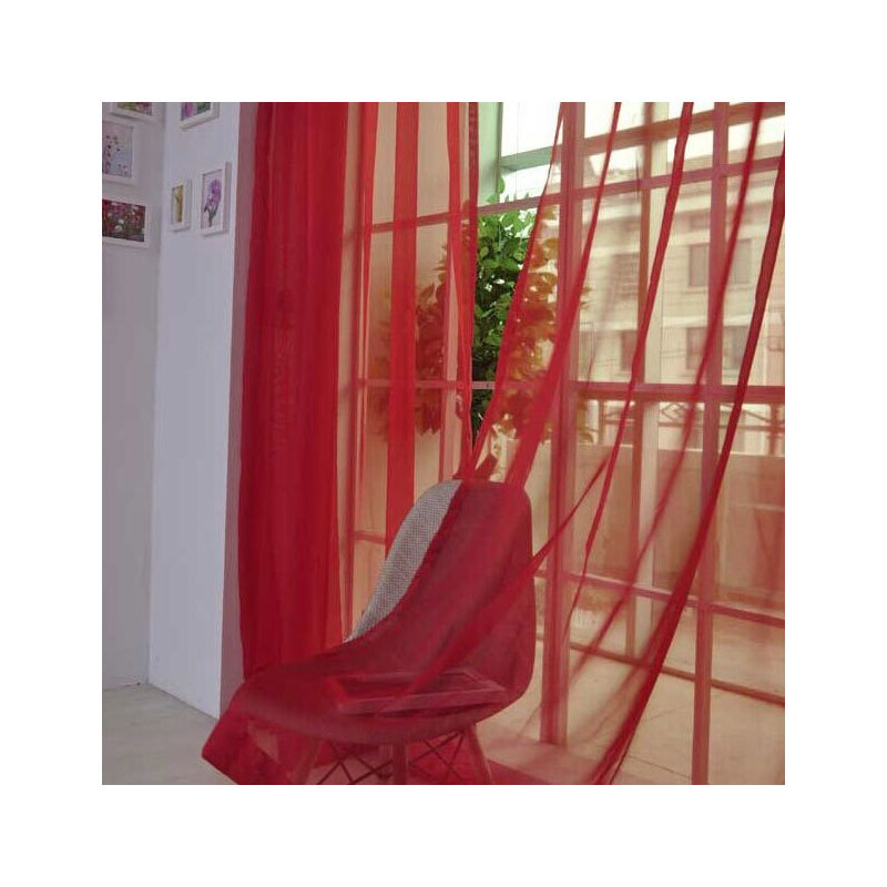 Cross-Border Amazon Foreign Trade Solid Color Wedding Curtains Punch-Free Glass Gauze Curtains Translucent Curtains Finished Products Wholesale