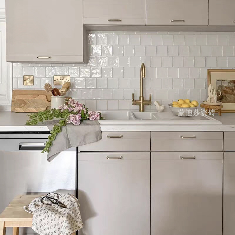 Dopamine Jelly Color Bathroom Tiles 100X100 Small Square Handmade Tiles Kitchen French Bathroom Wall Tiles