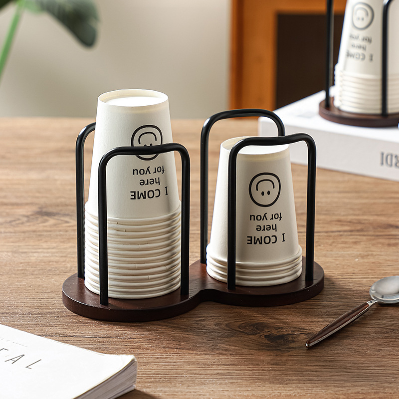 Cross-Border Paper Cup Holder Disposable Cup Cup Holder Desktop Coffee Table Storage Rack Tea Cup Coffee Bamboo Cup Holder