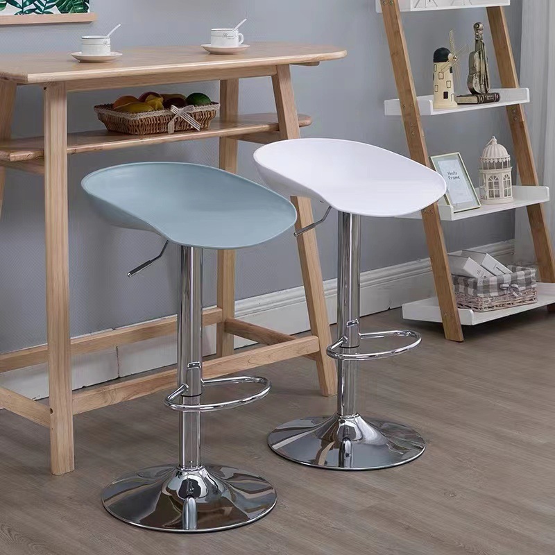 High Bar Stool with Adjustable Height, Modern and Stylish Home Bar Chair, Front Desk Cashier Chair with Wheels, Metal Swivel Chair