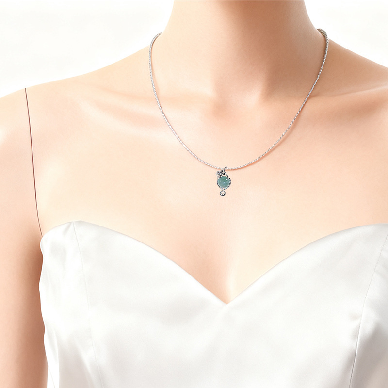 Platinum Pt950 Cultivated Diamond Jade Smiling Buddha Inlaid Full Diamond Pendant